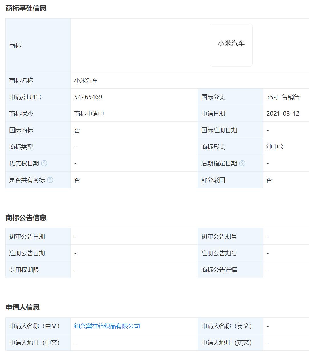 'Xiaomi Motors' trademark registered by another firm even before Xiaomi decides to build cars