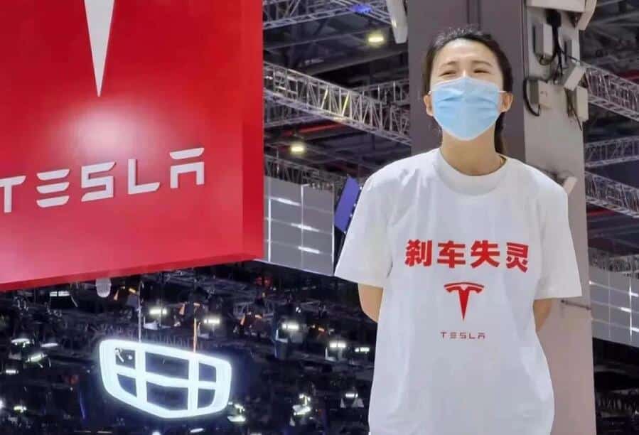 Tesla shamed at Shanghai auto show as car owner complains of brake failure