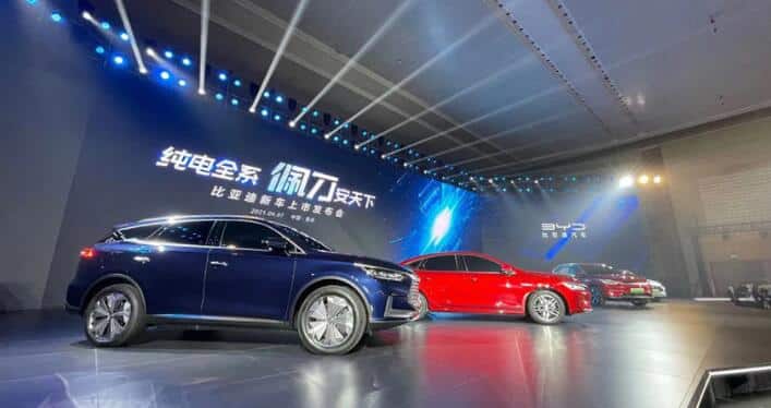 BYD unveils four electric car models, all with blade batteries