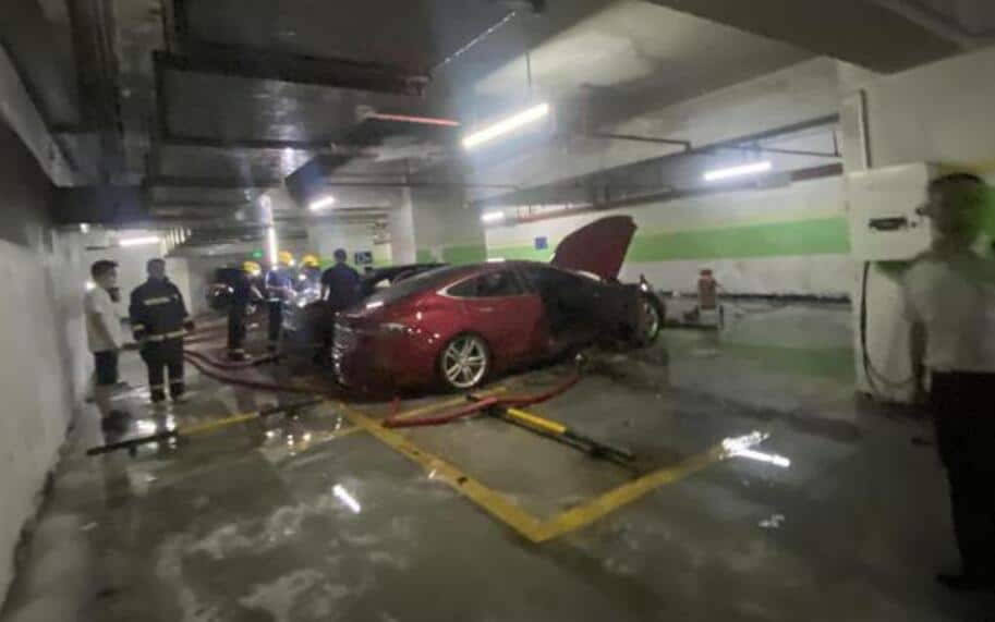 Tesla vehicle allegedly spontaneously combusted in underground garage in Guangzhou