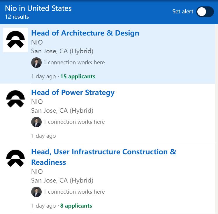 Nio's job ads suggest EV maker preparing for US entry