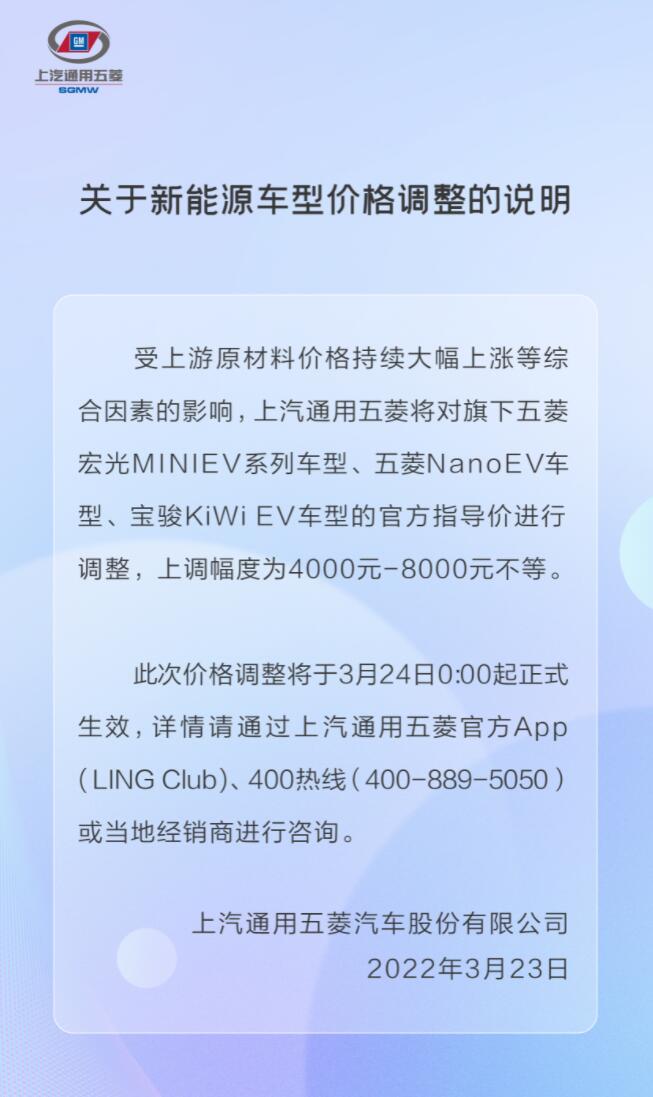 SAIC-GM-Wuling raises prices of its mini EVs by up to <img width=