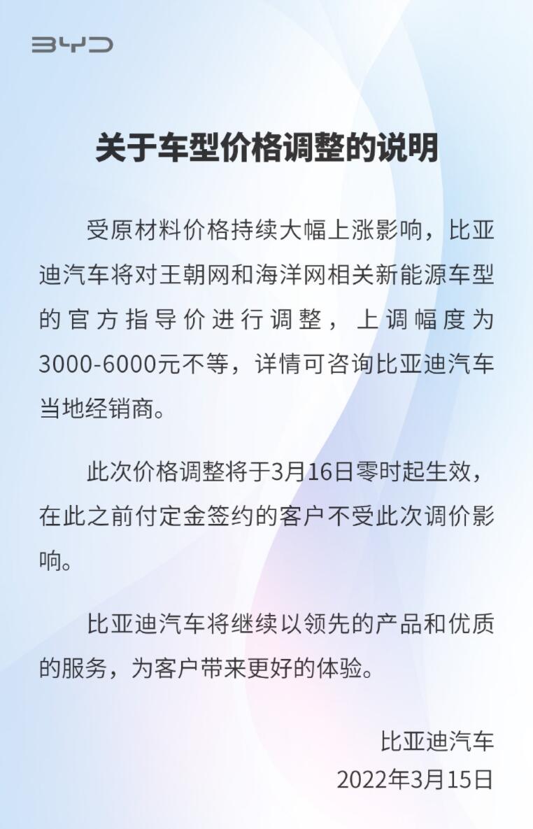 BYD hikes prices for second time this year after Tesla