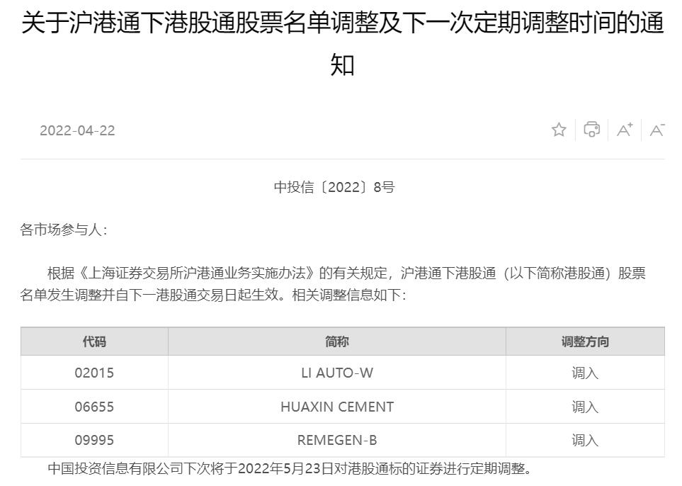 Li Auto included in Shanghai-Hong Kong stock connect