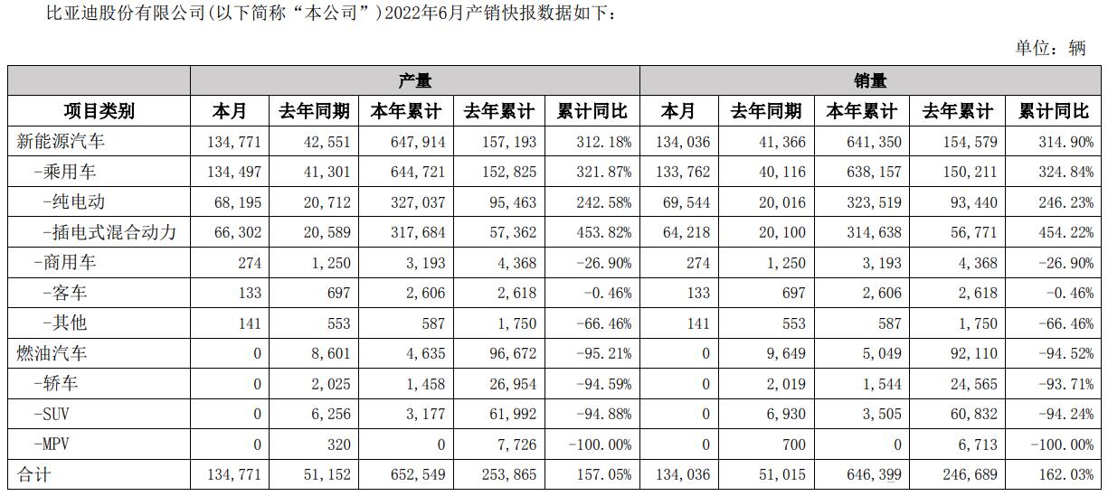 BYD posts record 134,036 NEV sales in June, exceeding 100,000 units for fourth consecutive month