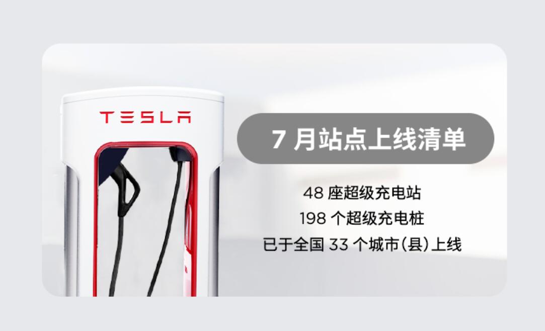 Tesla adds 48 Supercharger stations in Chinese mainland in July