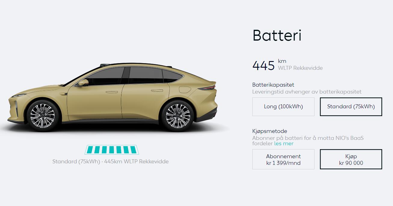 Nio ET5 and EL7 configurators go live on Norwegian site