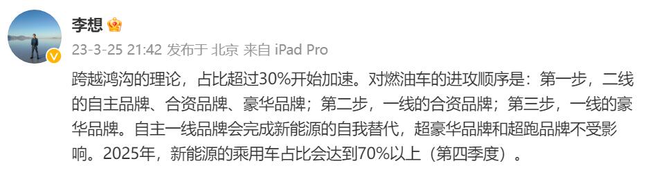 Li Auto CEO predicts China NEV penetration to exceed 80% by Dec 2025