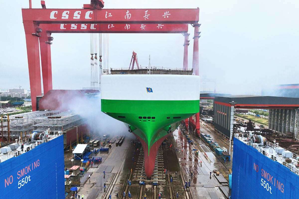 SAIC's 1st customized ocean-going car carrier launched