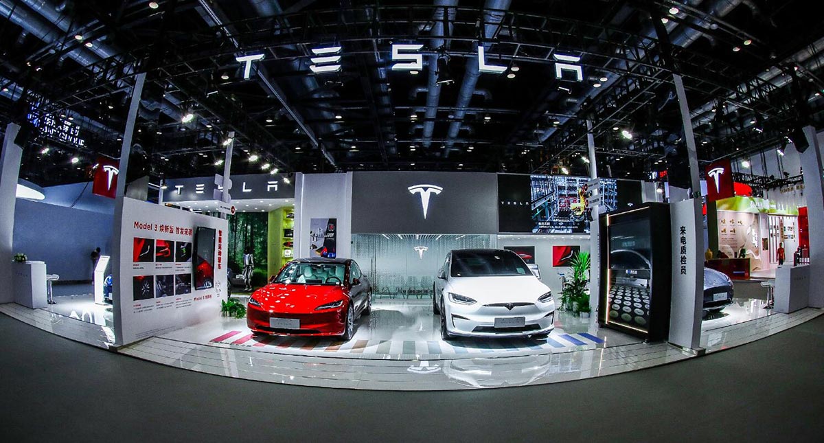 Tesla's revamped Model 3 makes real-life China debut at Beijing trade fair