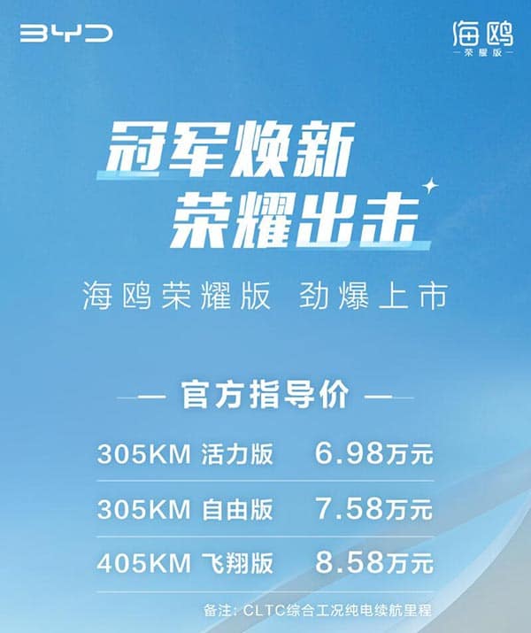 BYD refreshes its cheapest model Seagull, lowering prices further