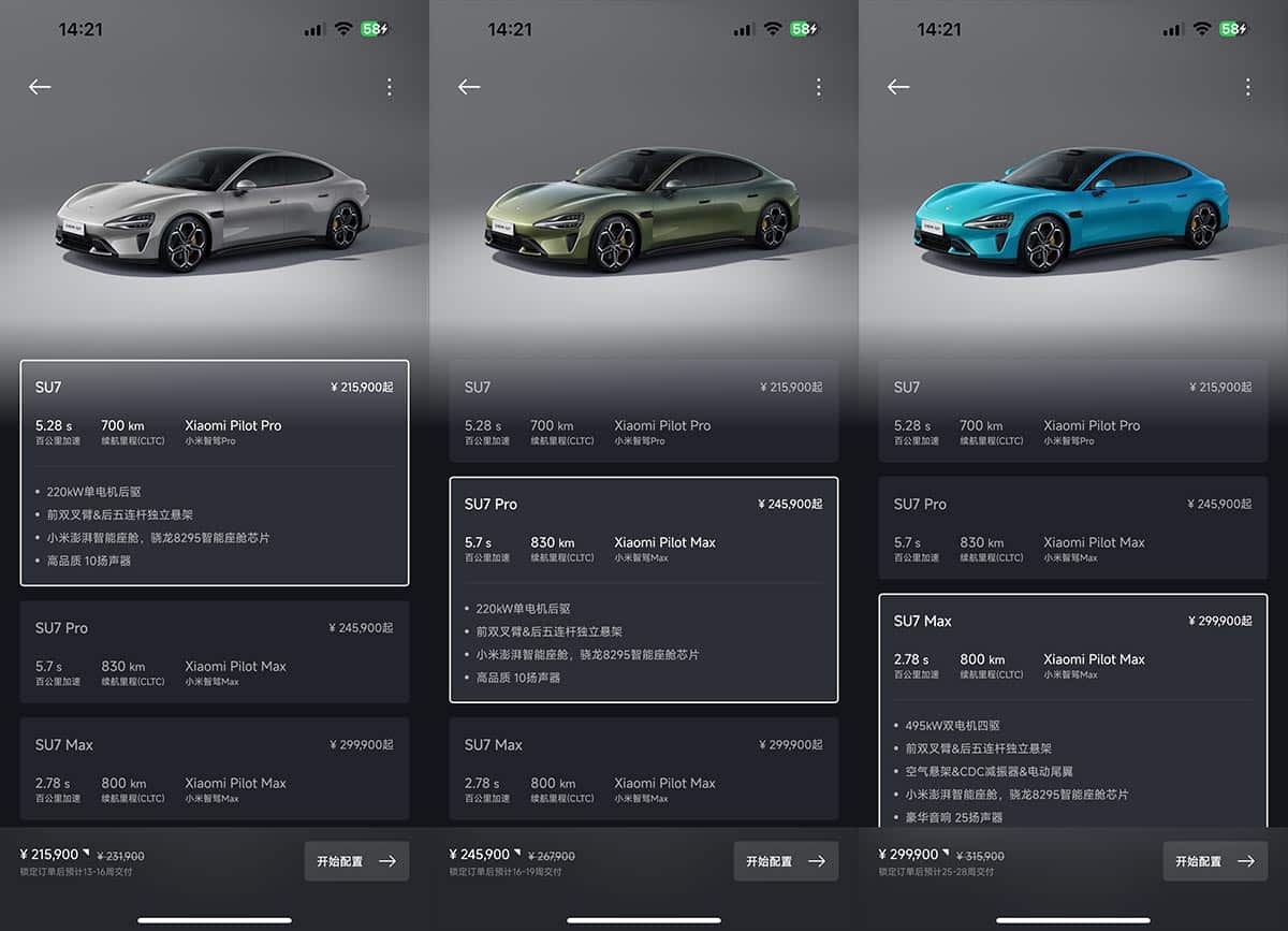 Xiaomi SU7 delivery wait times extended to up to almost 7 months