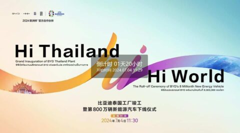 BYD to celebrate Thailand plant inauguration and 8 millionth NEV rollout on Jul 4