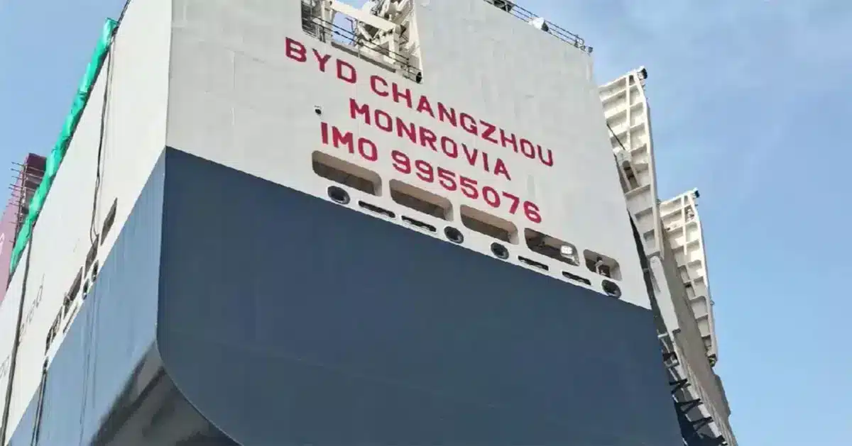 BYD's car carrier fleet adds 3rd member with launch of BYD Changzhou