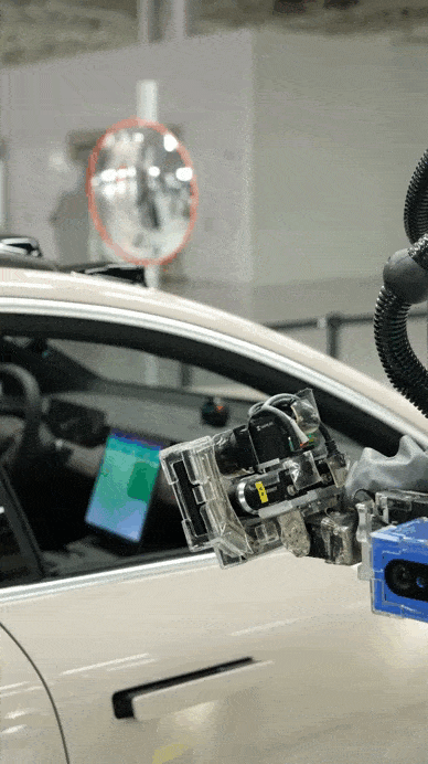 Nio's William Li shares animated images showing robots working as quality inspectors at F2 plant