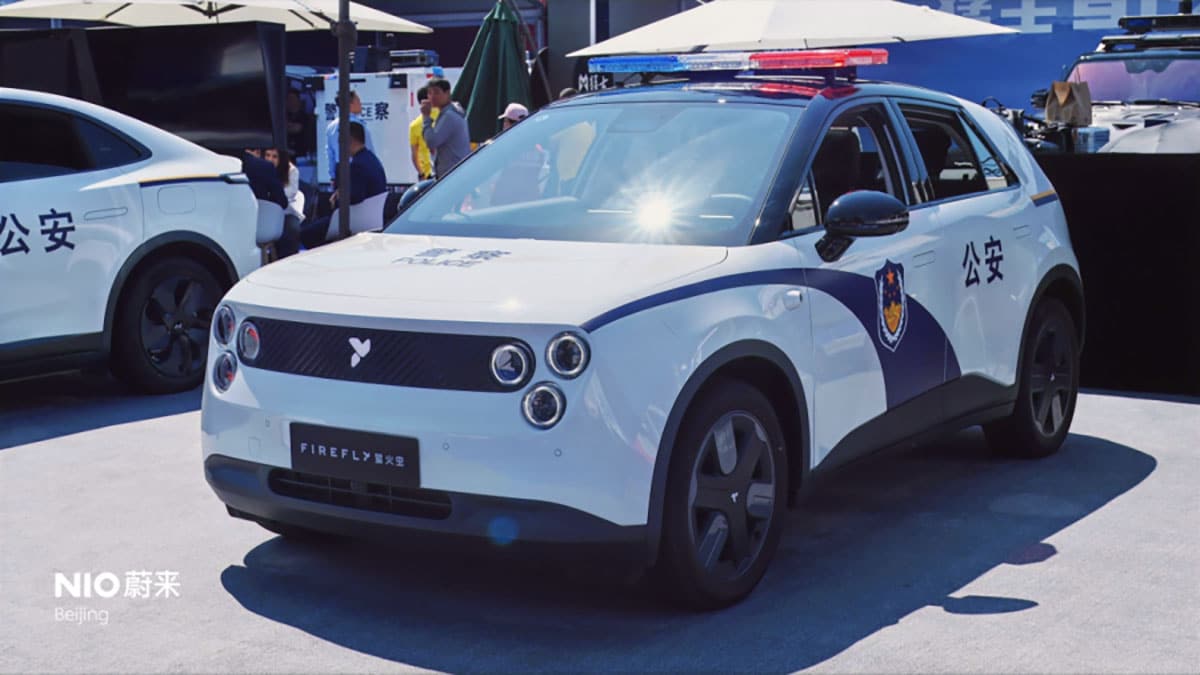 Nio showcases models at police equipment expo