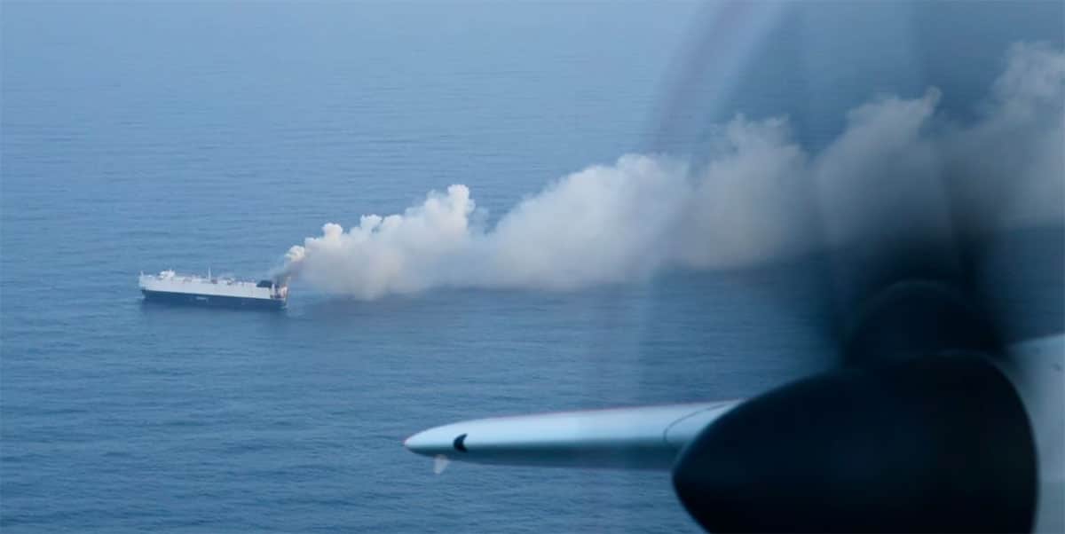 Car carrier sailing from China carrying EVs catches fire in Pacific Ocean