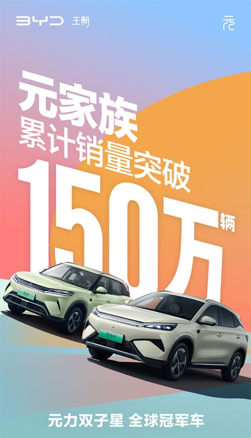 BYD's popular Yuan family surpasses 1.5 million units in sales