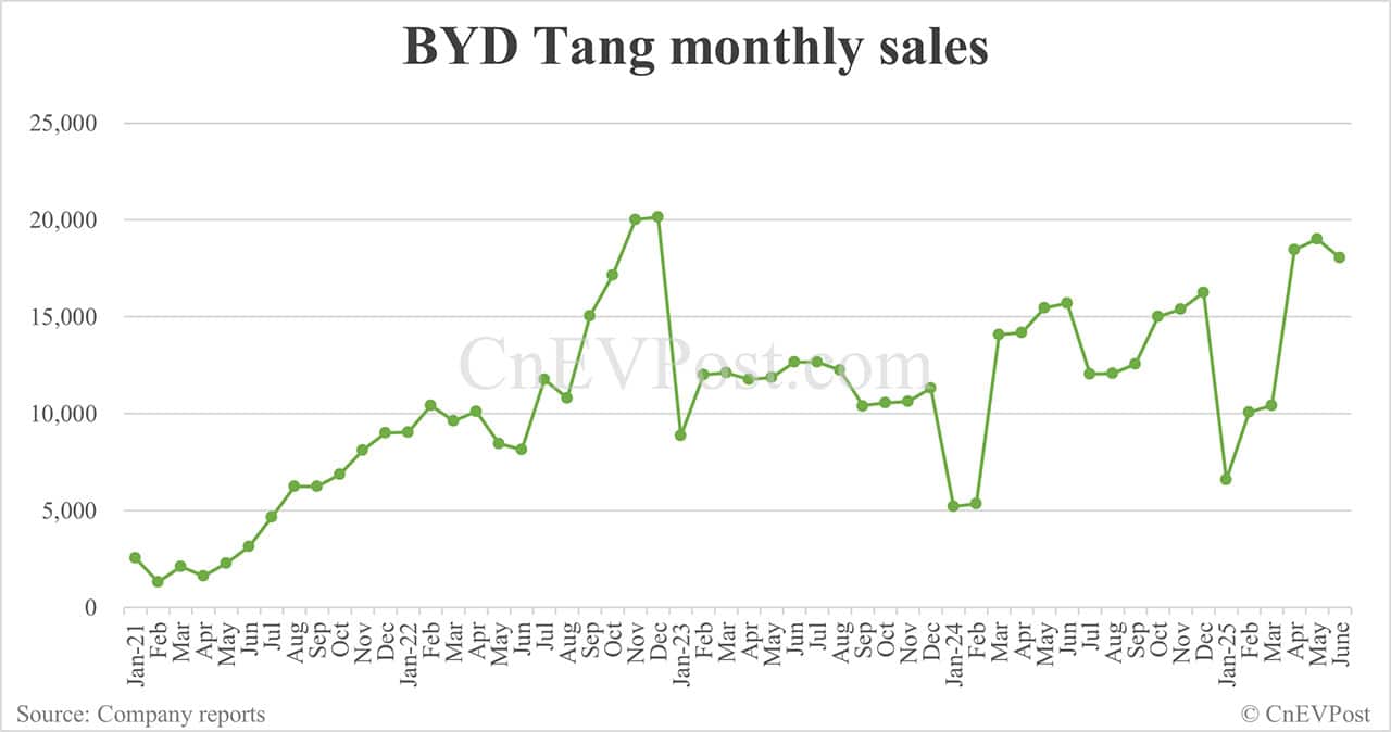 BYD Jun sales breakdown: Song 59,026 units, Seagull 51,295