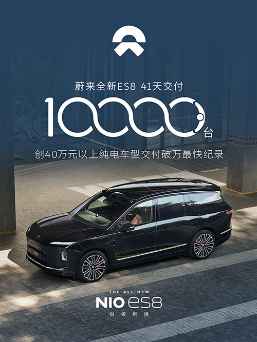 Nio's 3rd-gen ES8 surpasses 10,000 deliveries 40 days after launch