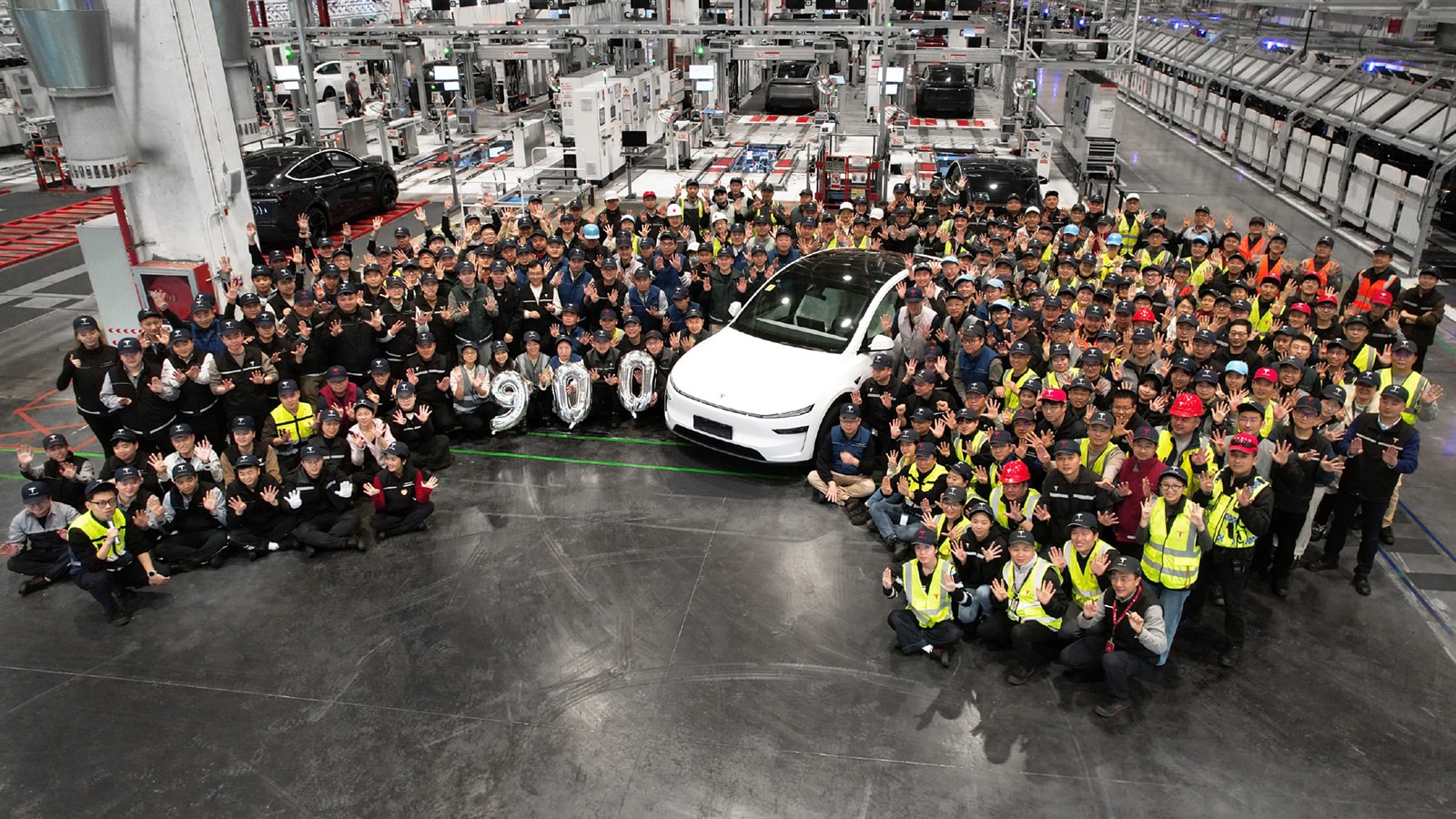 Tesla's China team celebrated the rollout of the company's 9 millionth EV at its Shanghai factory.