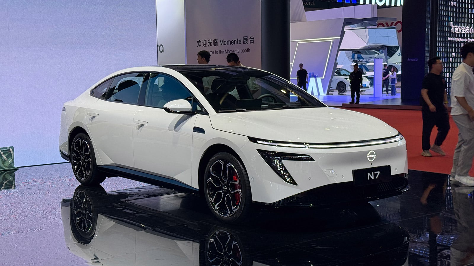 A Dongfeng Nissan N7 displayed at the Shanghai auto show in April 2025.