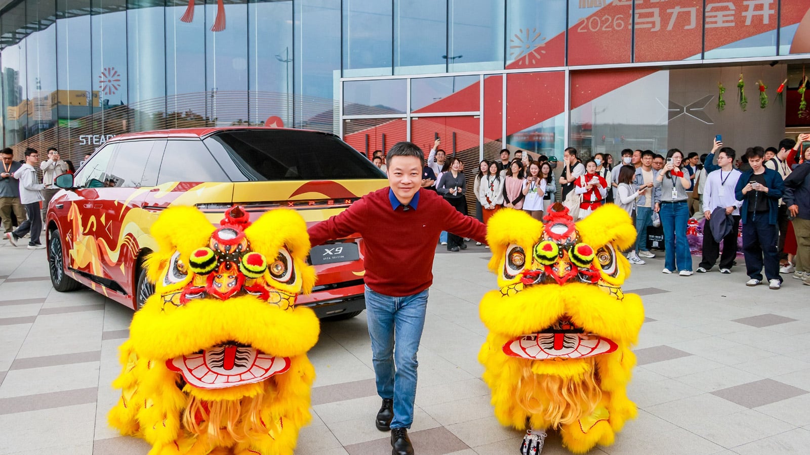 He Xiaopeng, chairman and CEO of Xpeng, celebrated the first workday of the Year of the Horse in China with employees on February 24.