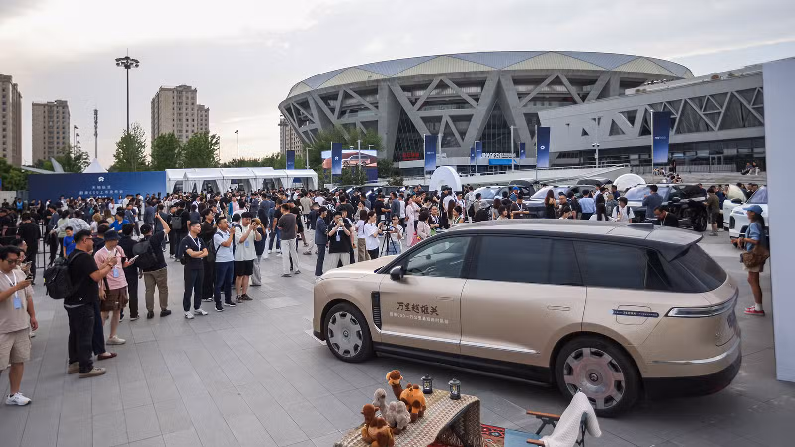 A Nio ES9 on display at the launch event in Beijing.