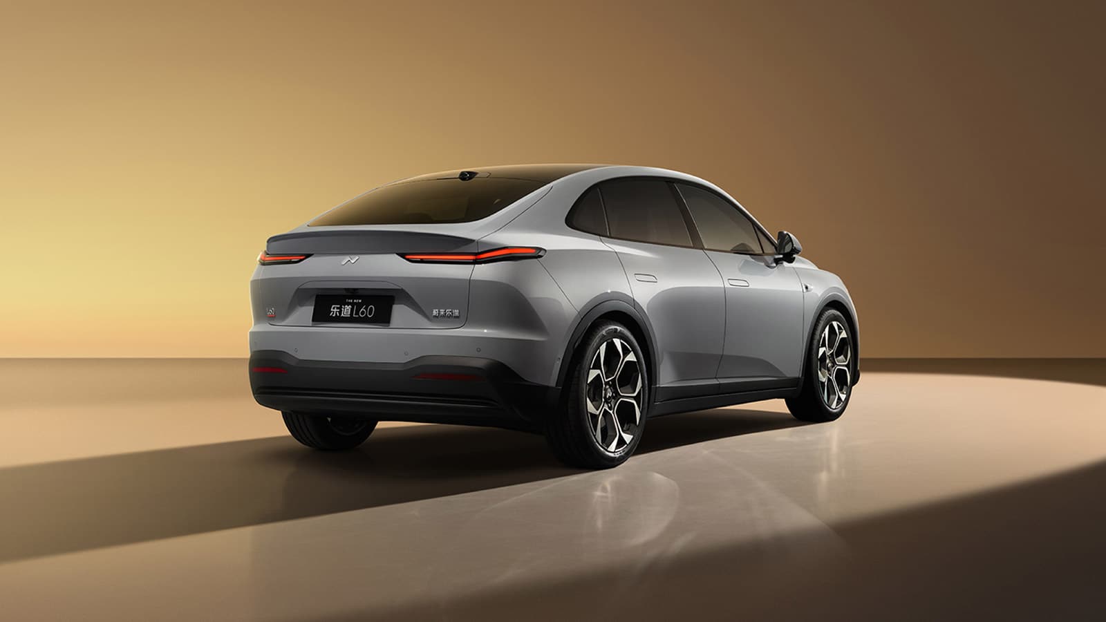 A side view of the rear of the updated Onvo L60, equipped with LiDAR.